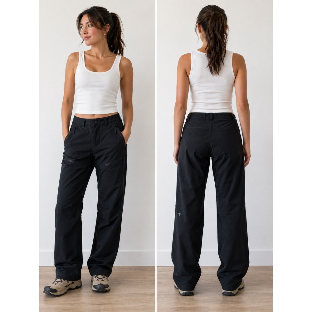Tnaction Aritzia Women Size 0 Cargo Pants Black Wide Leg Bungee Hem Techwear